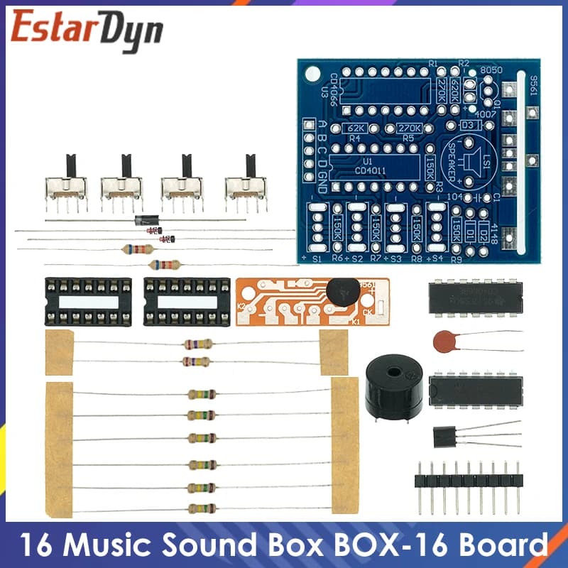 Boîte à musique 16 sons BOX-16, module électronique 16 tons, kit DIY, composants, pièces, kits d'app