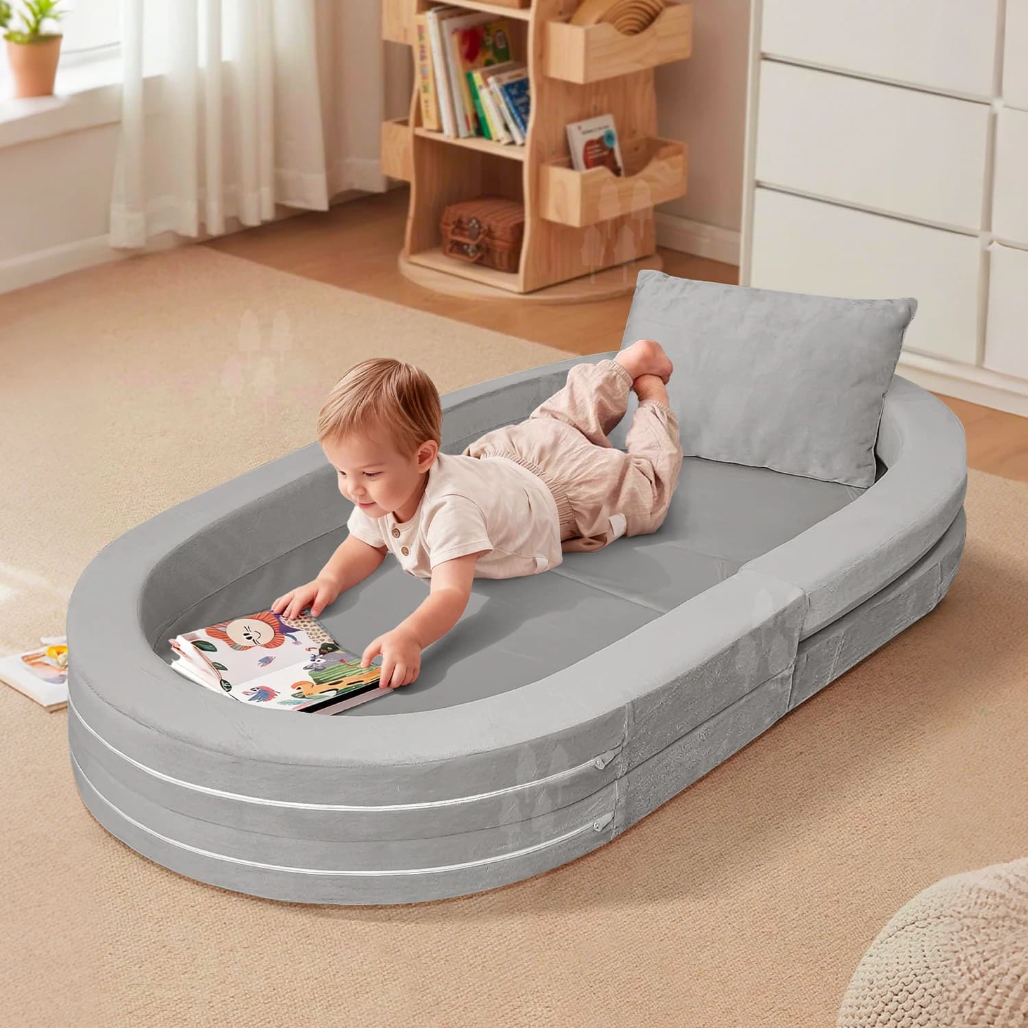 Ensemble de canapé-lit multifonctionnel pour enfants, tissu doux et confortable avec mousse pour la 