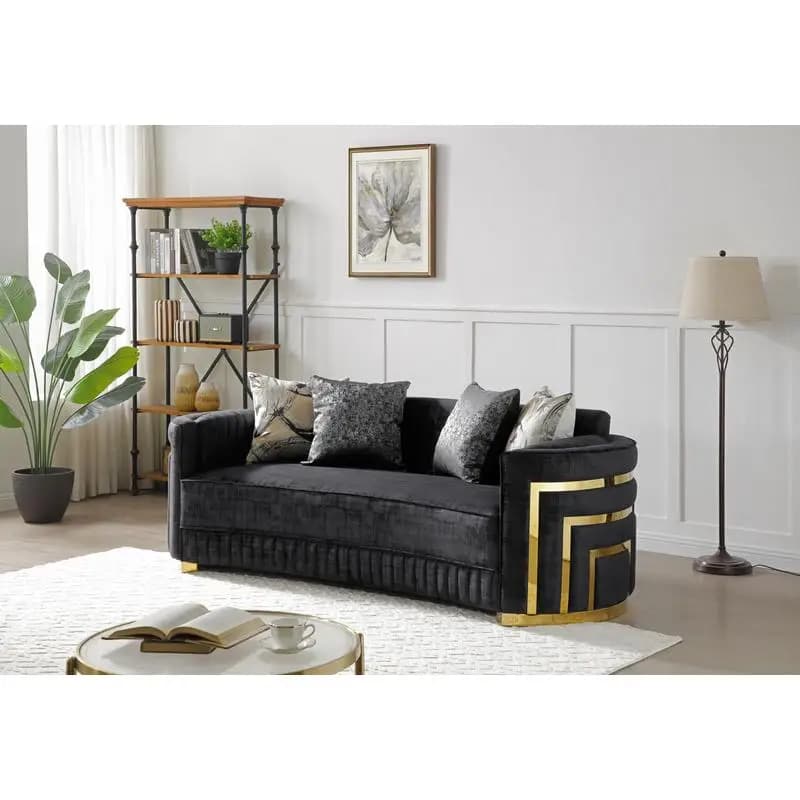 Canapé noir G00523A-S, design moderne, sièges de maison élégants et confortables, idéal pour les esp