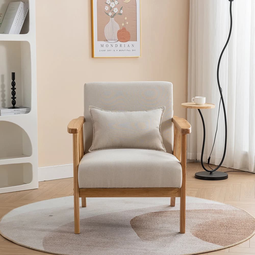 SEYNAR-Chaise d'Accent Moderne du Milieu du Siècle, Fauteuil à Cadre en Bois Solide Téléchargé Boumu