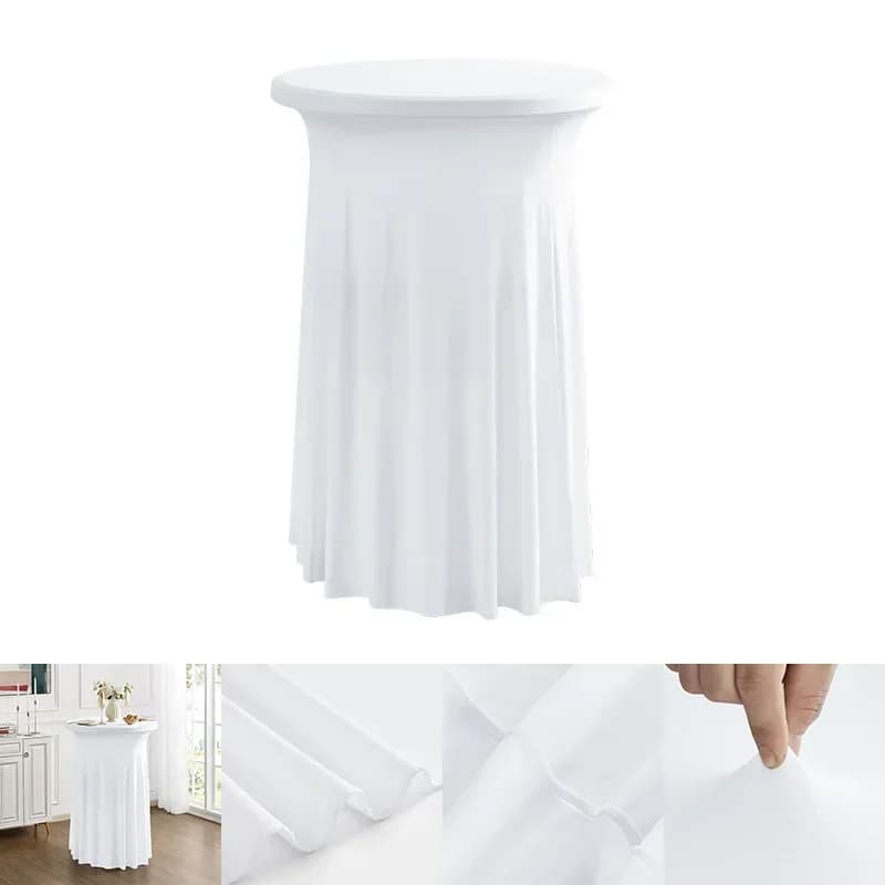 Nappe de Table de Cocktail de couleur blanche, jupe de Style moderne et élégant, couverture élastiqu