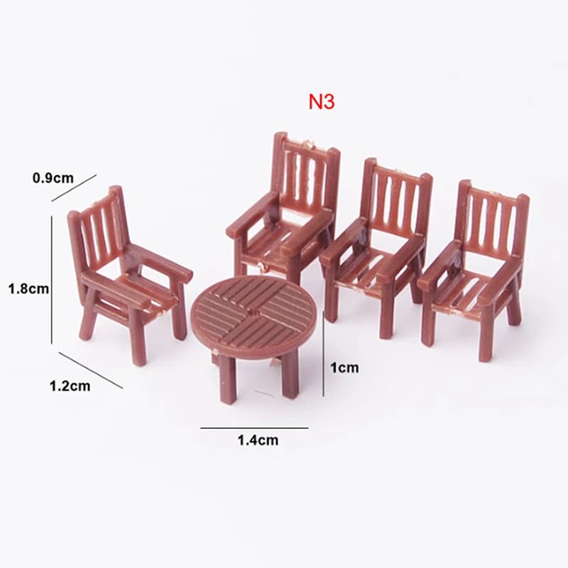 1 ensemble d'accessoires de meubles de jouet de scène de modèle de Mini Table et chaise de Simulatio