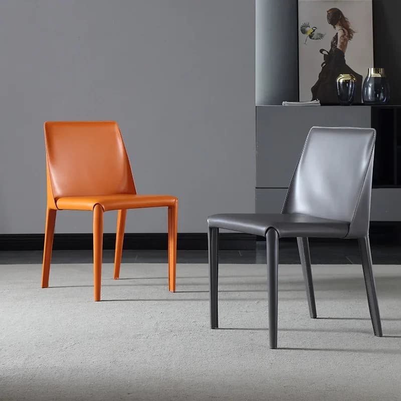 Fauteuil en cuir de dégager minimaliste italien, chaise de salle à manger nordique, chaise de restau