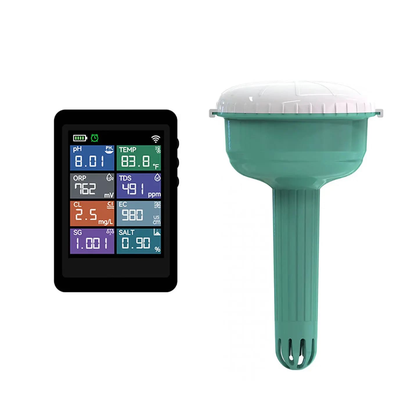 Testeur de qualité de l'eau de piscine Tuya WiFi 8 en 1, pH, chlore, SG, TDS, ORP, sel, EC, températ