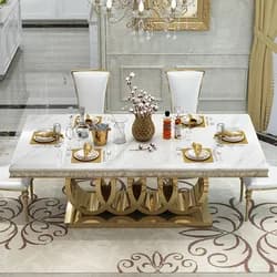 Ensemble de table à manger rectangulaire en marbre de luxe moderne haut de gamme pour hôtels et rest