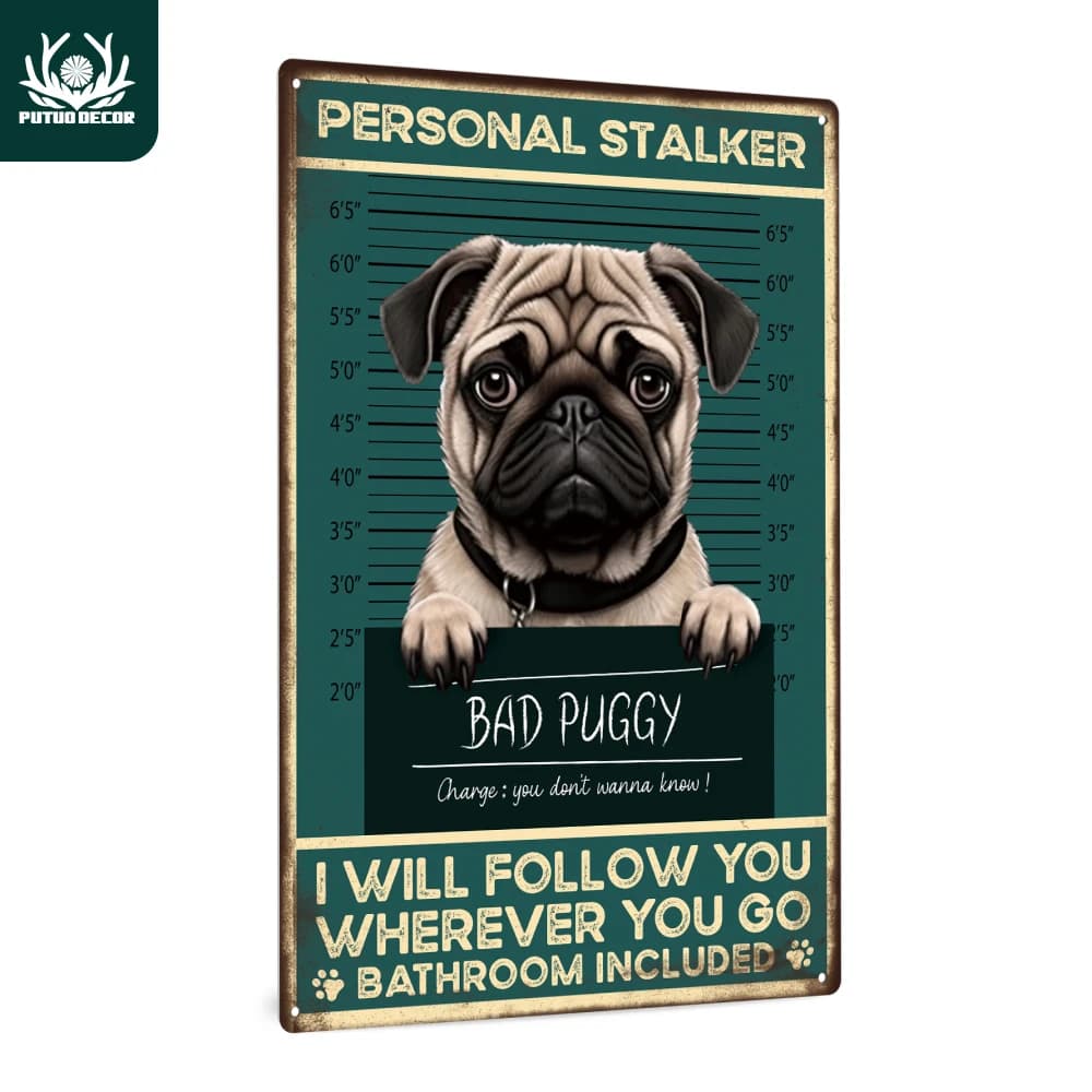 Putuo Decor-Panneau en métal PDPDog vintage, décor d'art mural rétro pour la maison, la salle de bai