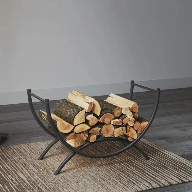 Support à bois de chauffage en métal, support de rangement extérieur en fer forgé, design moderne et