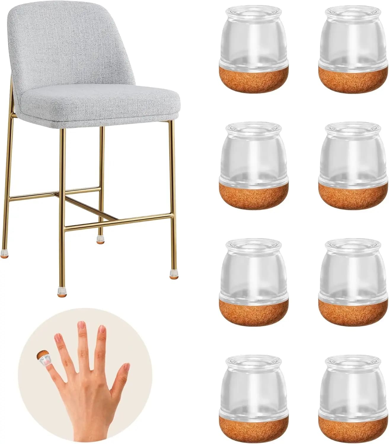 Protecteur de sol pour pieds de chaise rondes, 8 pièces, couvre-pieds diagonale en Silicone pour meu