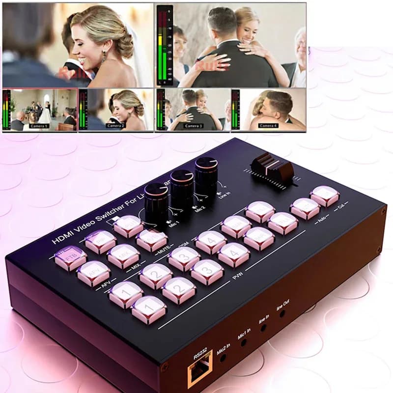 Commutateur de centre commercial vidéo 4K, 4 canaux HDMI, multi-caméras, diffusion en streaming, pro