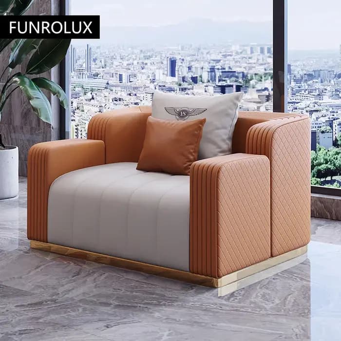 Combinaison de canapé en cuir de luxe léger, Design minimaliste moderne, meubles de salon haut de ga