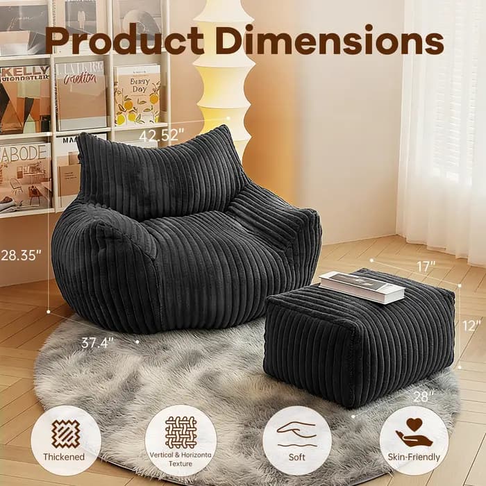 Chaise de lecture Bean Bag pour adultes, meubles de salon, canapé en mousse de densité BeanBag, sol