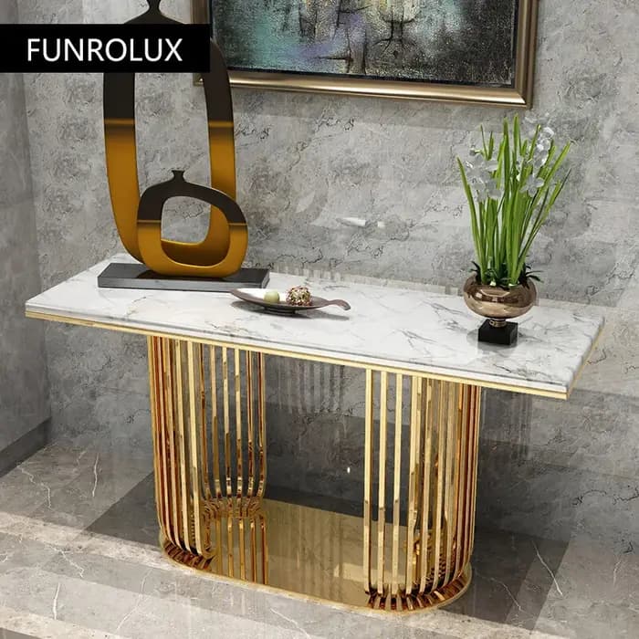 Tables consoles modernes en titane et acier inoxydable, décoration de couloir, armoire de salon
