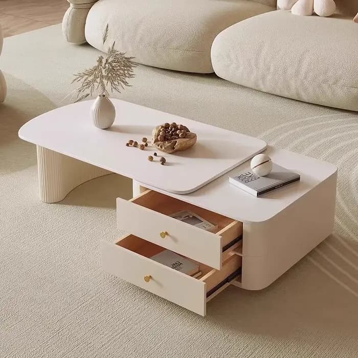 Petite Table basse réglable tiroirs Design Tables basses extensibles blanches rangement Table modern