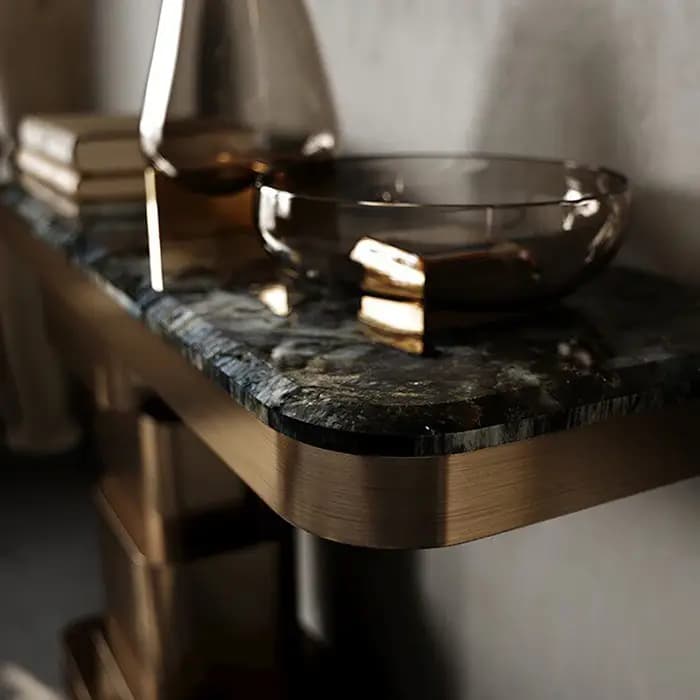 Tables consoles de qualité supérieure, meubles glamour pour l'entrée, console unique pour le salon,