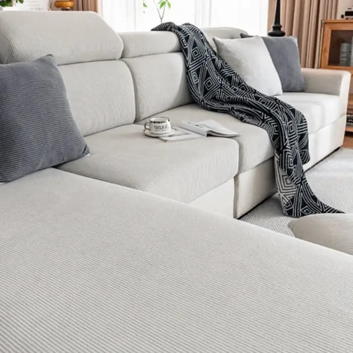 Housse de canapé élastique anti-griffures pour chat, épaisse, amovible, douce, couleur unie, durable
