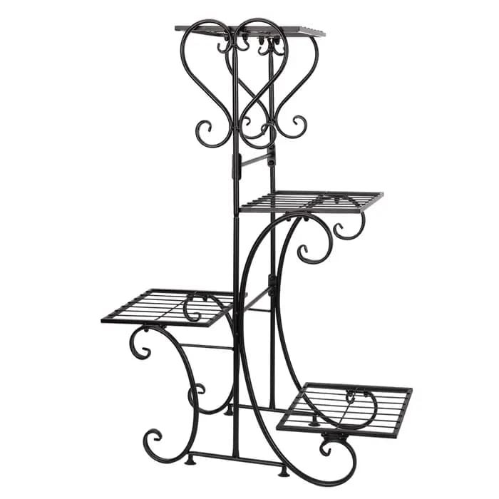 Étagère en métal pour plantes, présentoir à fleurs, jardinière de jardin, support avec étagères à 4