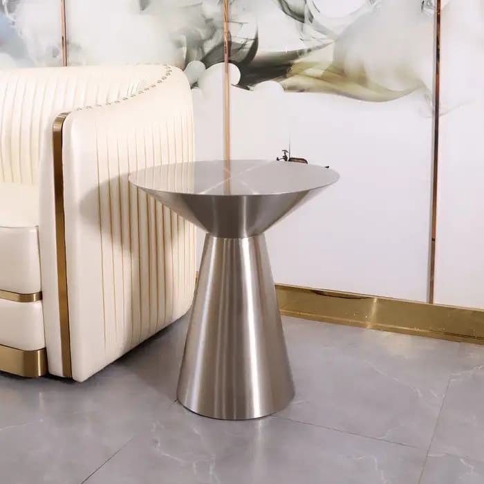 Petite Table Basse Moderne en Acier Inoxydable, Titane Brossé, Luxe Nordique observateur, Canapé d'A