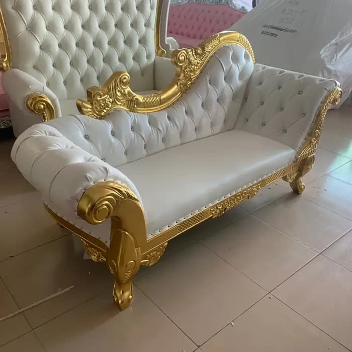 Canapé trône en bois sculpté en argent pour mariage Royal