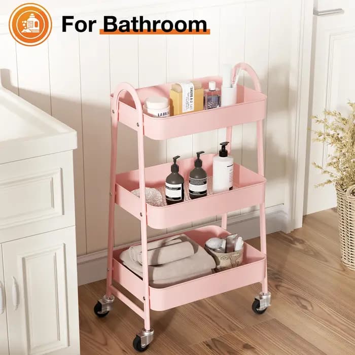 Petit chariot roulant à 3 niveaux, chariot de rangement utilitaire en métal, étagères de bureau de b