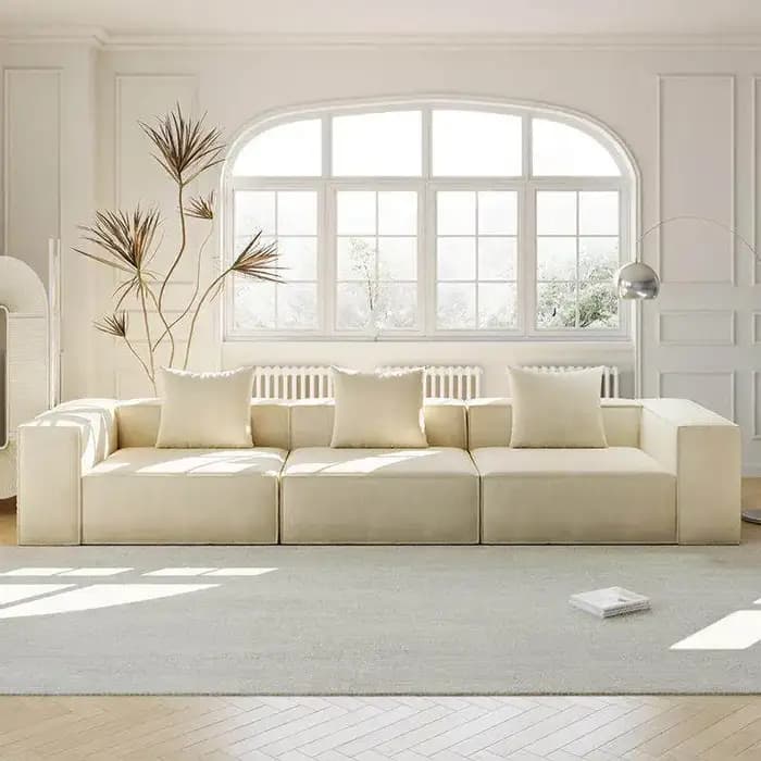Canapé droit minimaliste italien en tissu couleur crème