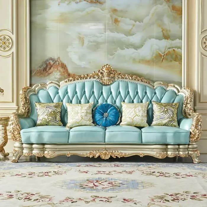 Canapé d'angle de luxe en cuir vert moderne