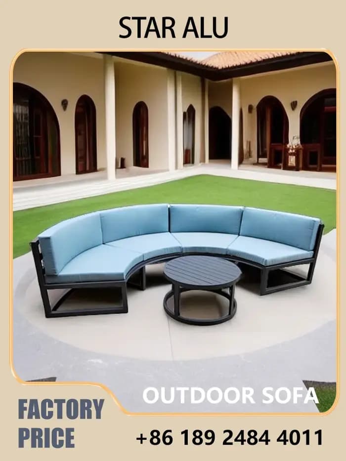 360 ° Ensemble de canapés d'extérieur ronds | Meubles de jardin en aluminium gris foncé