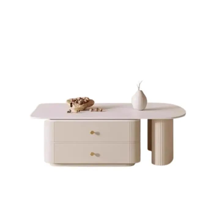 Petite Table basse réglable tiroirs Design Tables basses extensibles blanches rangement