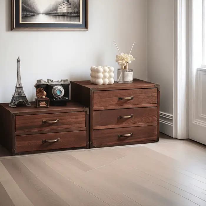 Armoire de rangement domestique multicouche en bois massif