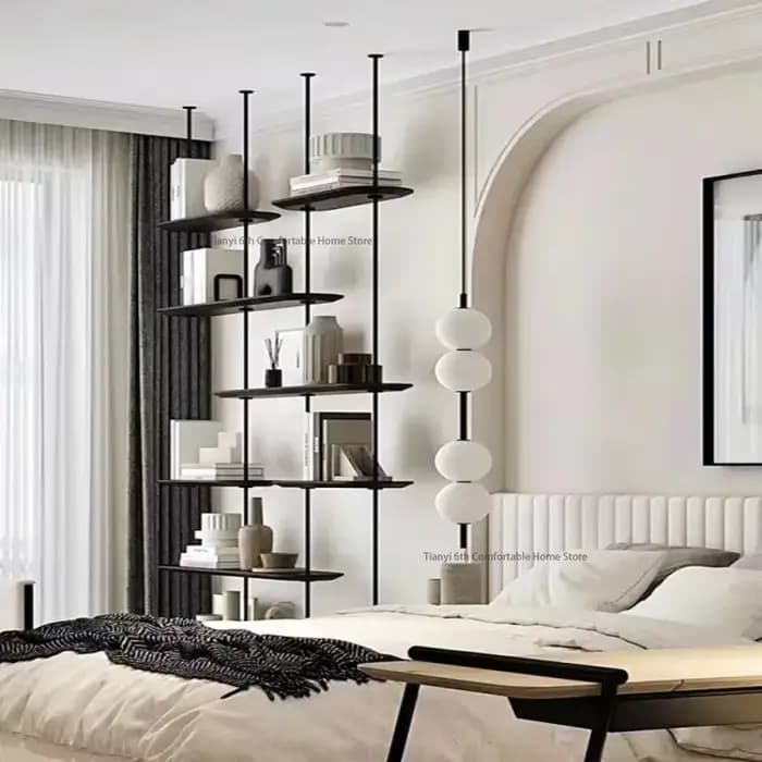 Bibliothèque au design minimaliste pour gagner de l'espace, bibliothèque de rangement moderne, salon