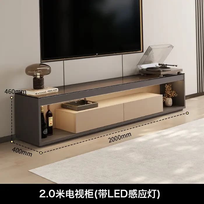 Verre Transparent Tv Table Meuble de rangement sol de luxe moderne Tv