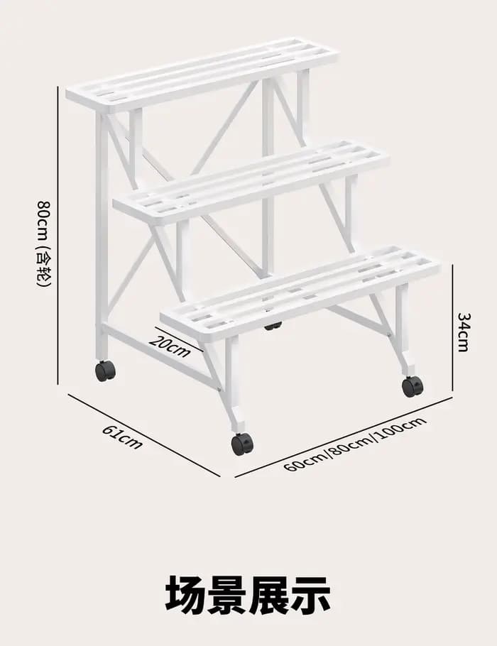 Étagère de Pot de fleur de balcon en métal avec roues, support de rangement roulant à plusieurs nive
