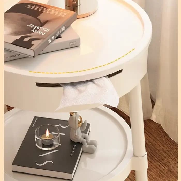 Tables basses rondes blanches