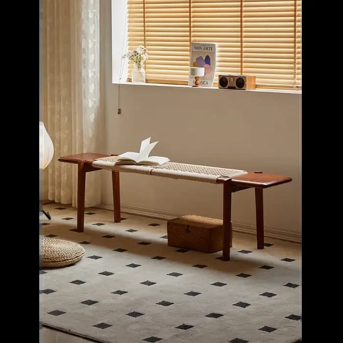 Banc vintage style nordique wabi-sabi maison en bois massif pour chaussures tabouret médiéval chambr