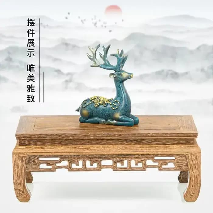 Support de table sculpté rétro en bois massif