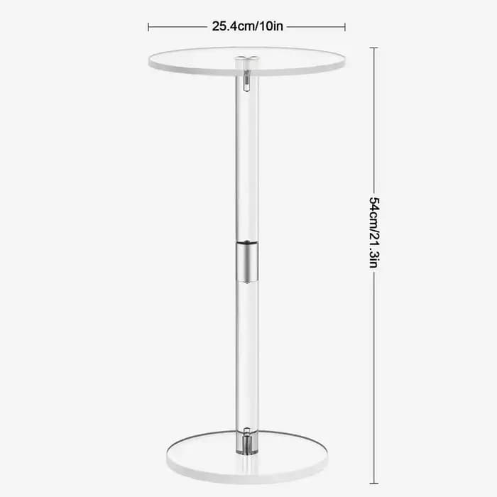 Acrylic Transparent Coffee Clear Drink Table Small Round End Modern Living Room bedside