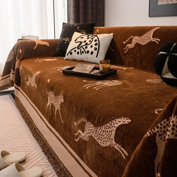 Léger luxe haut de gamme 2025 nouveau guépard canapé écharpe couverture tissu