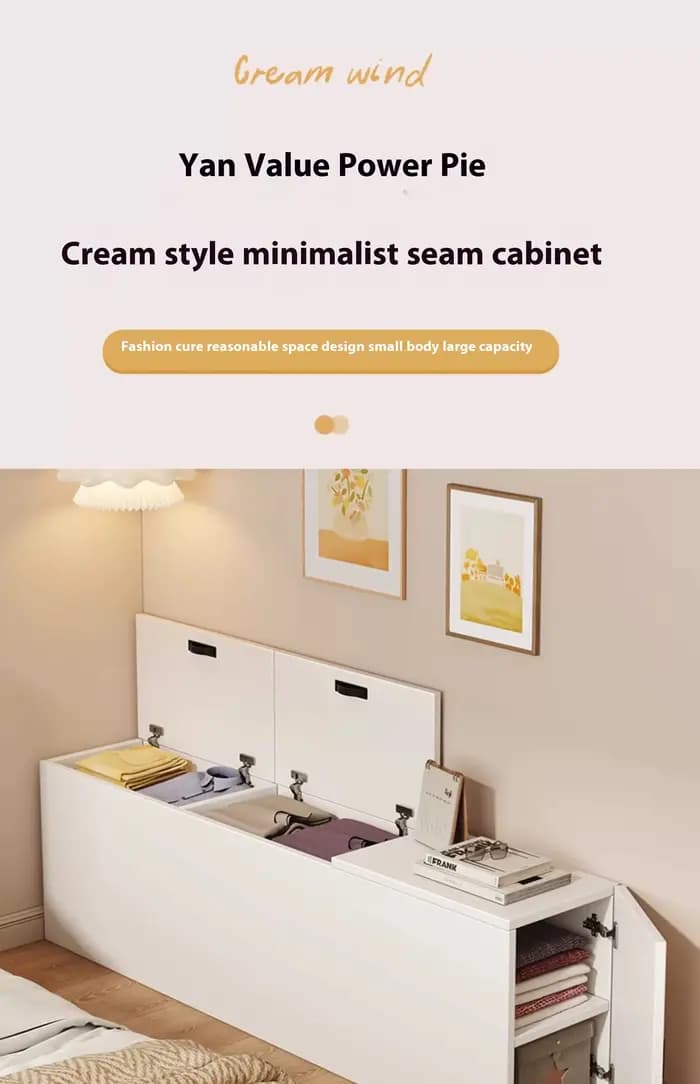 Meuble de chevet en bois massif sur mesure avec bande latérale étroite et rangement Tatami – Mobilie