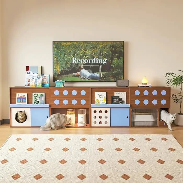 Meuble TV en bois massif pour chambre et salon