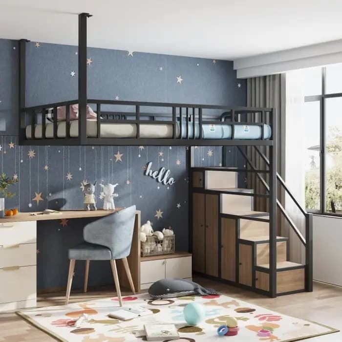 Loft multifonctionnel en fer forgé hamac peu encombrant semi-sol appartement