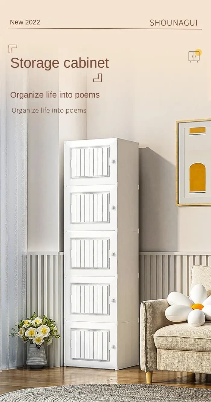 Meuble de Rangement Multicouche en Plastique T1, Étagère Moderne de Grande Capacité, Anti-Poussière,