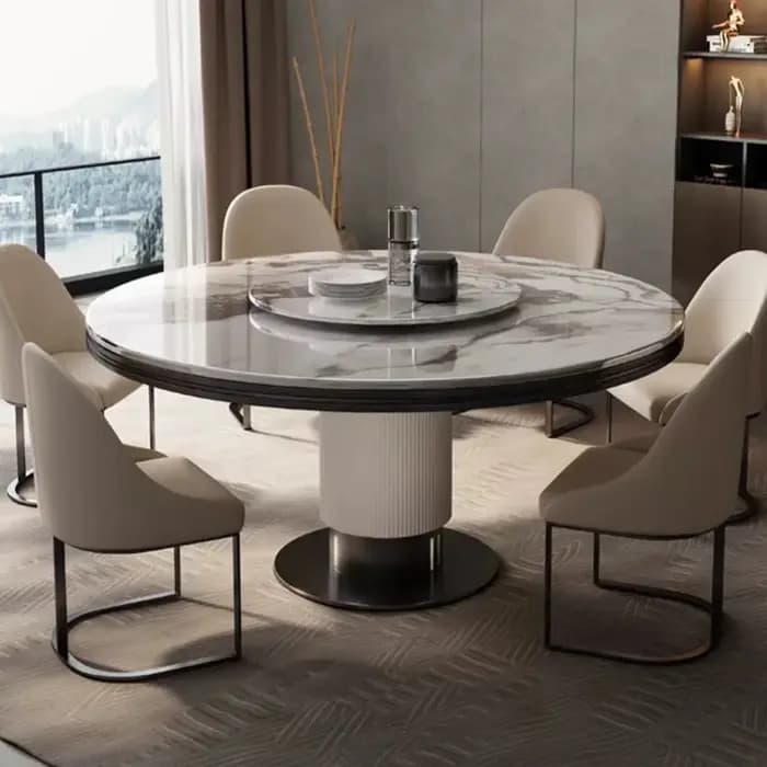 Table à manger ronde et chaise en marbre pour restaurant moderne