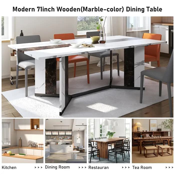 Grande table à manger rectangulaire blanche pour 4 5 6 8 10 personnes, table queen familiale avec do