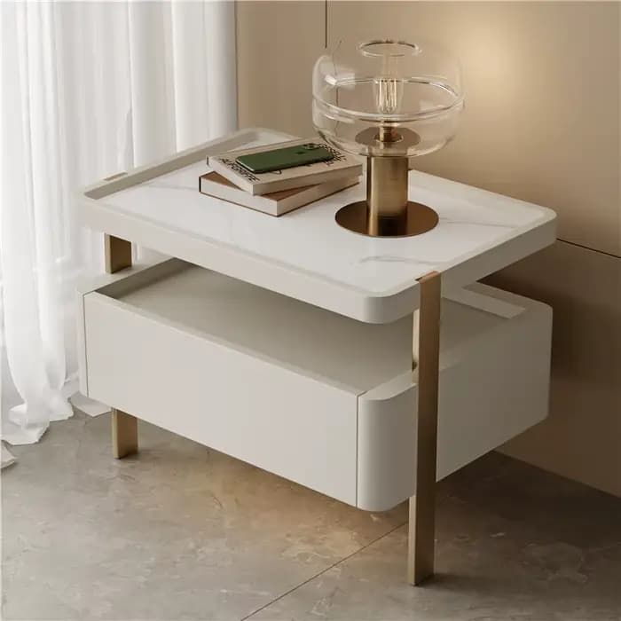 Table de chevet moderne de luxe, tendance, esthétique haut de gamme, unique, style italien, mesitas
