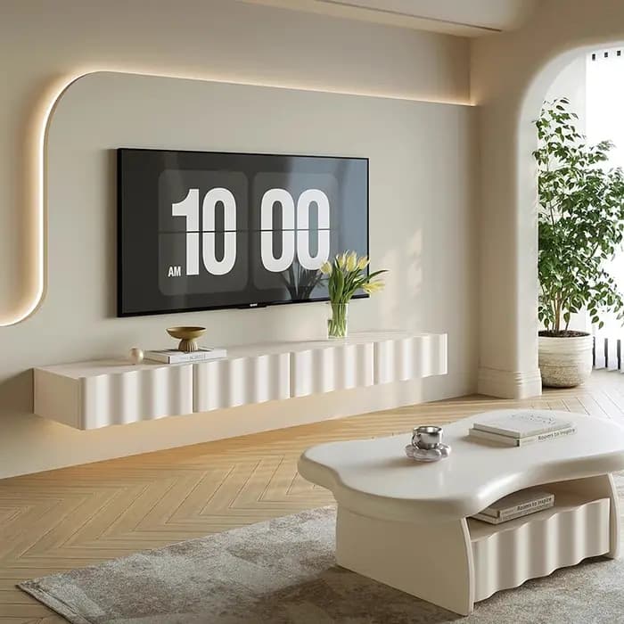 Meuble Tv français Kawaii Design Unique salon ondulé