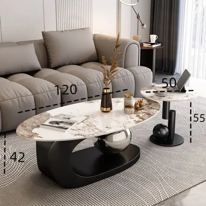 Table basse ovale en ardoise