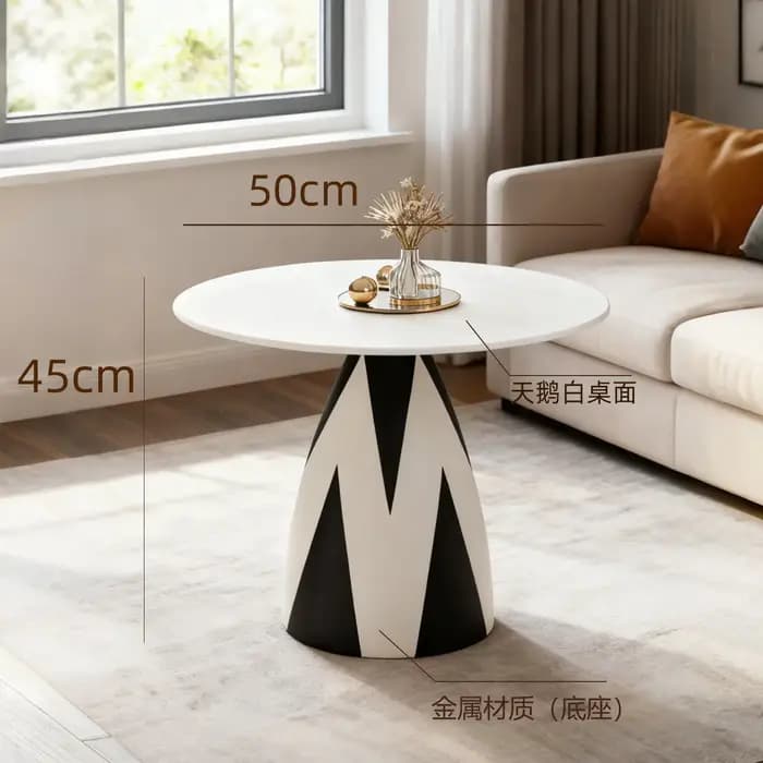 Table d'appoint ronde moderne de luxe léger, couleur crème, pour salon, table basse créative pour la maison