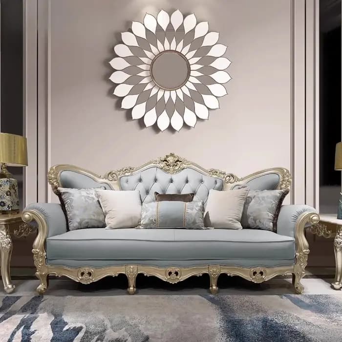 Canapé de salon de luxe européen en cuir véritable