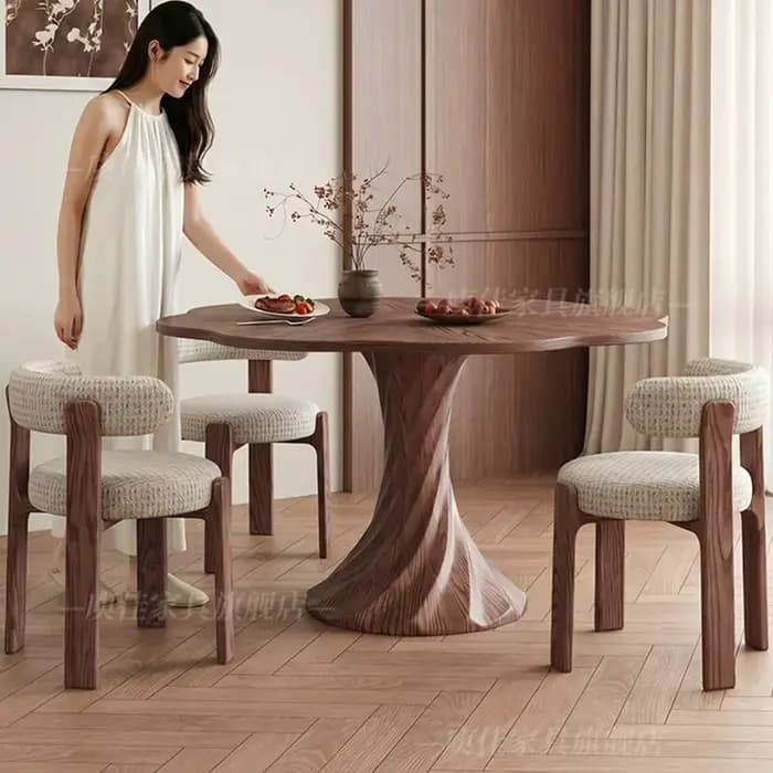 Table de salle à manger ronde en bois