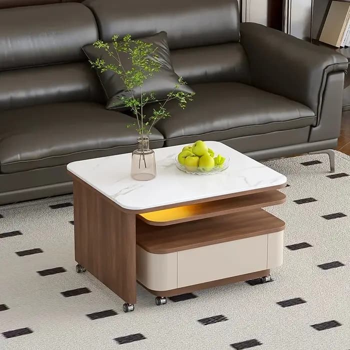 Table basse en dalle de roche de style médiéval pour salon