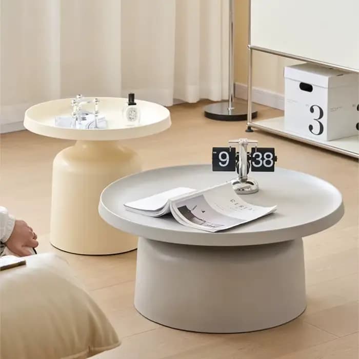 MOMO-Table Basse Ronde Style Martini Crème, Petite Maison Scandinave, Moderne, Simple, Salon, Ménage